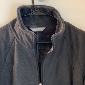 The North Face large L jacket charcoal gray fleece lined full zip